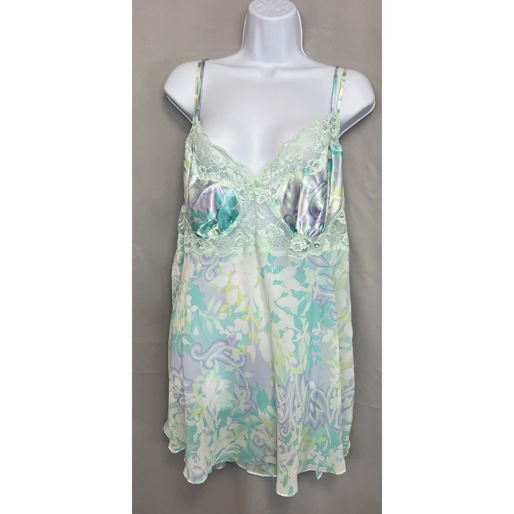Secret Treasures Pastel Semi Sheer Floral And Paisley Babydoll With Lace Trim 3X